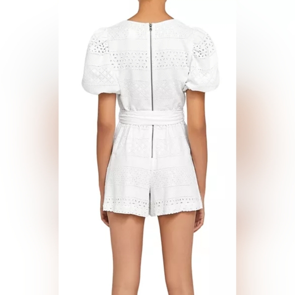 Alice + Olivia Paulina Eyelet Romper Size 4 - Picture 2 of 7